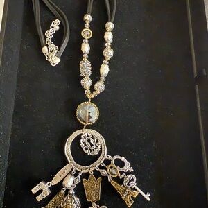 Chico's Black and Gold Charm Necklace